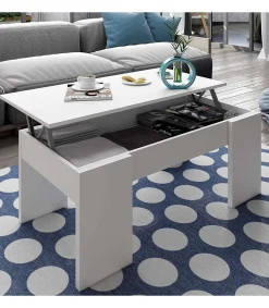 Mesa centro elevable Andujar Color Blanco Artik. 100 cm (Ancho) x 50 cm (Fondo) x 45-56 cm (Alto)