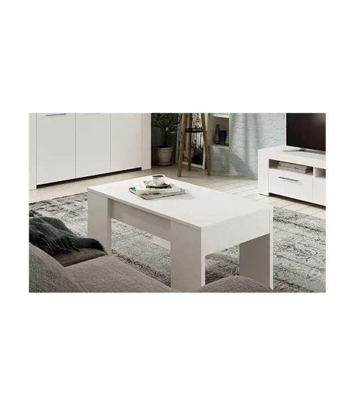Mesa centro elevable Andujar Color Blanco Artik. 100 cm (Ancho) x 50 cm (Fondo) x 45-56 cm (Alto)