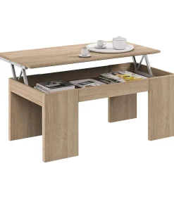 Mesa centro elevable Lijar en roble canadian 43-55 cm(alto)100 cm(ancho)50 cm(largo)