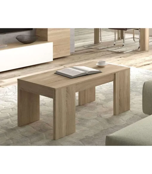 Mesa centro elevable Lijar en roble canadian 43-55 cm(alto)100 cm(ancho)50 cm(largo)