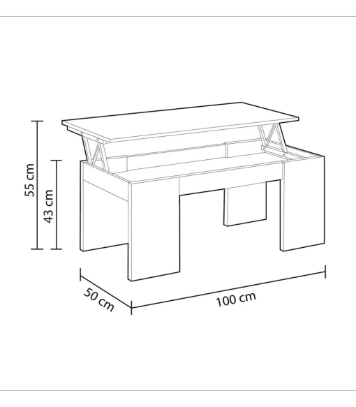 Mesa centro elevable Lijar en roble canadian 43-55 cm(alto)100 cm(ancho)50 cm(largo)
