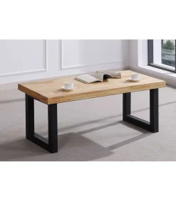 Mesa centro elevable Loft color roble nordish estructura en negro 47,5 cm(alto)120 cm(ancho)60 cm(largo)