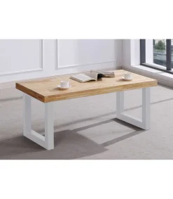 Mesa centro elevable Loft color roble nordish estructura en blanco 47,5 cm(alto)120 cm(ancho)60 cm(largo)