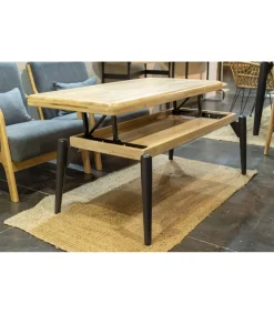 Mesa centro elevable Moon acabado roble nordish/negro, 120cm (largo) 60cm (ancho) 47/62cm (alto).