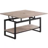 Mesa centro elevable y extensible Steve acabado roble honey/negro, 47 cm(alto)100 cm(largo) 45-90 cm(ancho)