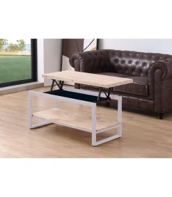Mesa centro elevable y extensible Steve acabado roble nordish/blanco, 47 cm(alto)100 cm(largo) 45-90 cm(ancho)