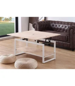 Mesa centro elevable y extensible Steve acabado roble nordish/blanco, 47 cm(alto)100 cm(largo) 45-90 cm(ancho)