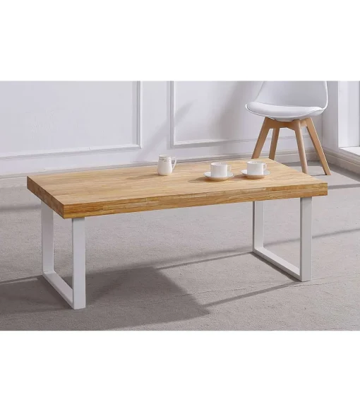 Mesa centro Natural para salón en roble nordish-blanco 43,5 cm(alto)120 cm(ancho)60 cm(fondo).