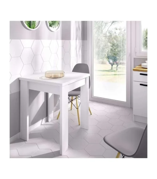 Mesa cocina Rila extensible acabado Blanco 77/ 79CM(Alto) 67/134 CM(Ancho)67CM(Fondo). .