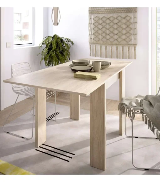 Mesa cocina Rila extensible acabado Natural 77/ 79CM(Alto) 67/134 CM(Ancho)67CM(Fondo). .