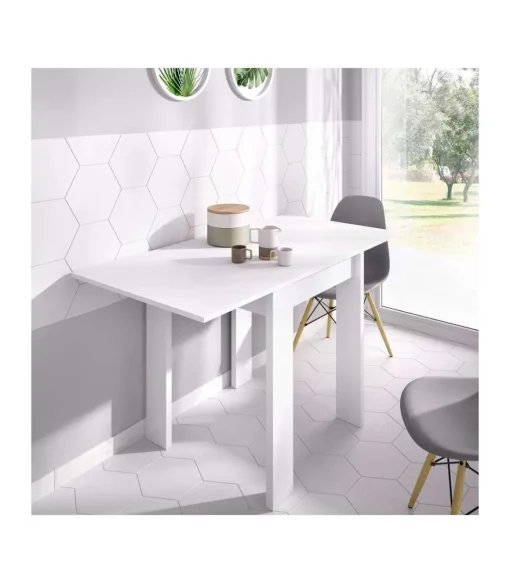 Mesa cocina Rila extensible acabado Blanco 77/ 79CM(Alto) 67/134 CM(Ancho)67CM(Fondo). .