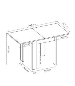 Mesa cocina Rila extensible acabado Natural 77/ 79CM(Alto) 67/134 CM(Ancho)67CM(Fondo). .