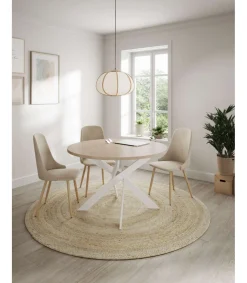 Mesa comedor redonda ALEJANDRO acabado sahara/blanco, 77cm(alto) 120cm(ancho) 120cm(largo)