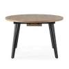 Mesa comedor redonda extensible ALVARO acabado natural/negro, 77cm(alto) 120/150cm(ancho) 1200cm(largo).