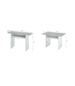 Mesa consola o cocina desplegable Gio en blanco Artik y gris Cemento 120 cm(ancho) 77 cm(alto) 35/70 cm(fondo)
