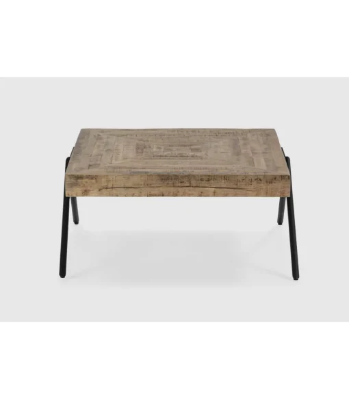 Mesa de centro cuadrada modelo Aaron acabado madera de mango natural, 40cm(alto) 80cm(ancho) 80cm(fondo).