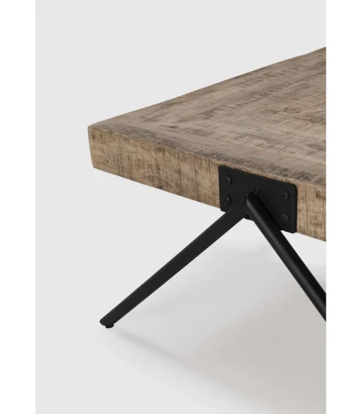 Mesa de centro cuadrada modelo Aaron acabado madera de mango natural, 40cm(alto) 80cm(ancho) 80cm(fondo).