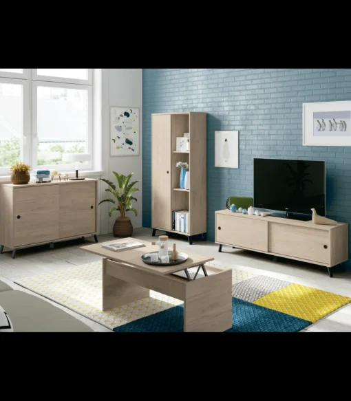 Mesa de centro Elevable Oslo acabado roble aurora, 47-58 cm(alto)100 cm(ancho)50 cm(largo)