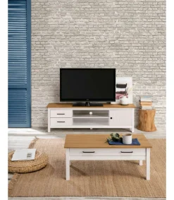 Mesa de centro Mariana acabado blanco 40 cm(alto) 100 cm(ancho) 55 cm(largo)