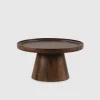 Mesa de centro redonda modelo Rayan acabado madera de mango, 40cm(alto) 80cm(ancho) 80cm(fondo).