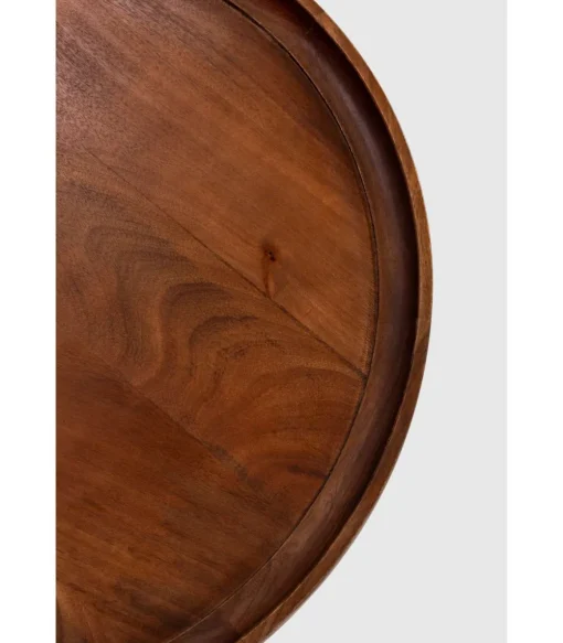 Mesa de centro redonda modelo Rayan acabado madera de mango, 40cm(alto) 80cm(ancho) 80cm(fondo).