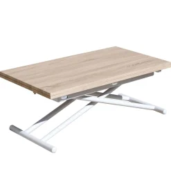 Mesa de Centro Up-Down, elevable extensible acabado roble, 50-100 cm(ancho)100 cm(largo)