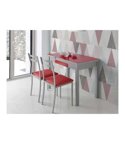 Mesa de cocina extensible Victoria acabado rojo, 100/160 X 60 X 76 cm (largo x ancho x alto)