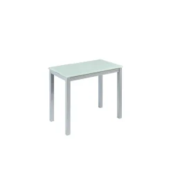 Mesa de cocina extensible Laia acabado cristal blanco, 95cm (largo) x 55/95cm ancho x 76cm (alto)