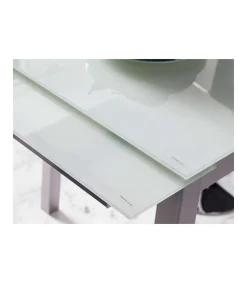 Mesa de cocina extensible Laia acabado cristal blanco, 95cm (largo) x 55/95cm ancho x 76cm (alto)