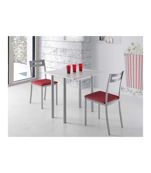 Mesa de cocina Malak con apertura tipo libro acabado blanco, 80 x 40/80 x 76 cm (largo x ancho x alto)