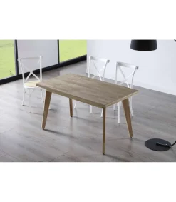 Mesa de comedor fija Genova acabado Roble Honey, 76cm(alto) 150cm(ancho) 90cm(largo)