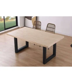 Mesa de comedor fija Loft-180 Roble nordish/negro 76 cm(alto)180 cm(ancho)100 cm(largo)