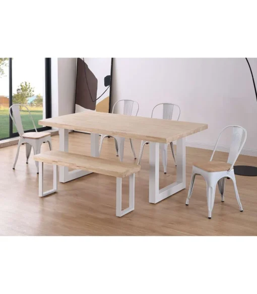 Mesa de comedor fija Loft-180 Roble Nordish/Blanco 76 cm(alto)180 cm(ancho)100 cm(largo)