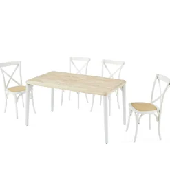 Mesa de comedor fija Moon acabado Roble nordish/blanco, 76cm(alto) 140cm(ancho) 80cm(largo)