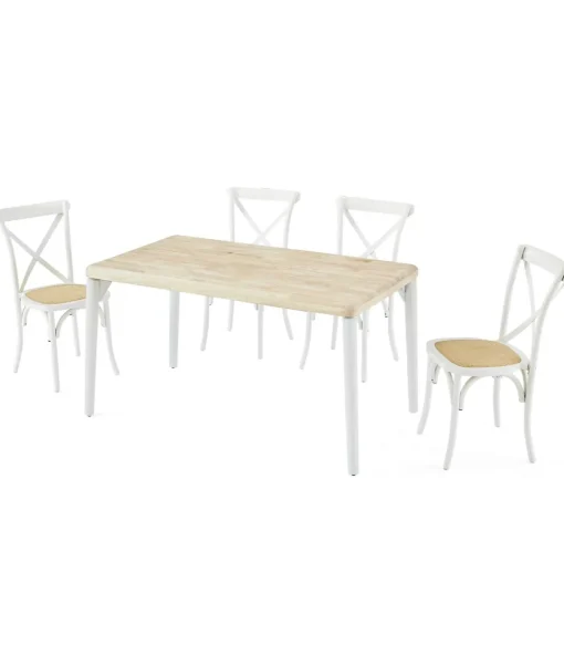 Mesa de comedor fija Moon acabado Roble nordish/blanco, 76cm(alto) 140cm(ancho) 80cm(largo)