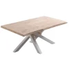 Mesa de comedor fija Xena 180 tapa con forma acabado roble nordish/blanco, 76 cm(alto)180 cm(ancho)100 cm(largo)