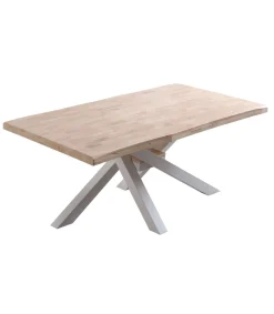 Mesa de comedor fija Xena 180 tapa con forma acabado roble nordish/blanco, 76 cm(alto)180 cm(ancho)100 cm(largo)