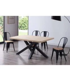 Mesa de comedor fija Xena tapa recta 160 acabado roble nordish/negro, 76 cm(alto)160 cm(ancho)100 cm(largo)