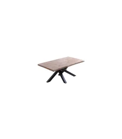 Mesa de comedor fija Xena 180 tapa con forma acabado roble honey/negro, 76 cm(alto)180 cm(ancho)100 cm(largo)