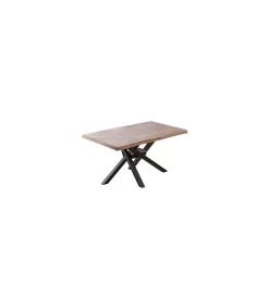 Mesa de comedor fija Xena 150 tapa con forma acabado roble honey/negro, 76 cm(alto)150 cm(ancho)90 cm(largo)