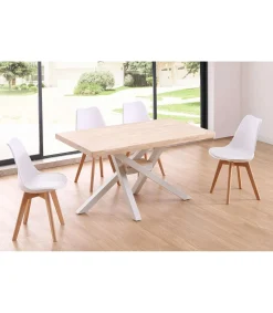 Mesa de comedor fija Xena tapa recta140 acabado roble nordish/blanco 76 cm(alto)140 cm(ancho)80 cm(largo)