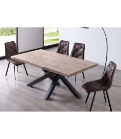 Mesa de comedor fija Xena 180 tapa con forma acabado roble honey/negro, 76 cm(alto)180 cm(ancho)100 cm(largo)