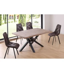 Mesa de comedor fija Xena 150 tapa con forma acabado roble honey/negro, 76 cm(alto)150 cm(ancho)90 cm(largo)