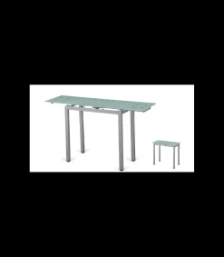 Mesa de cristal extensible para cocina modelo Petit. 85-135cm(ancho) 76cm(altura) 40cm(fondo)