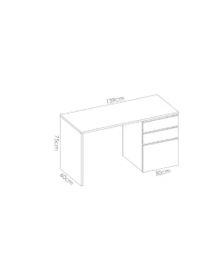 Mesa de despacho 2 cajones 1 puerta Santiago acabado blanco 75 cm(alto)139 cm(ancho)60 cm(fondo)
