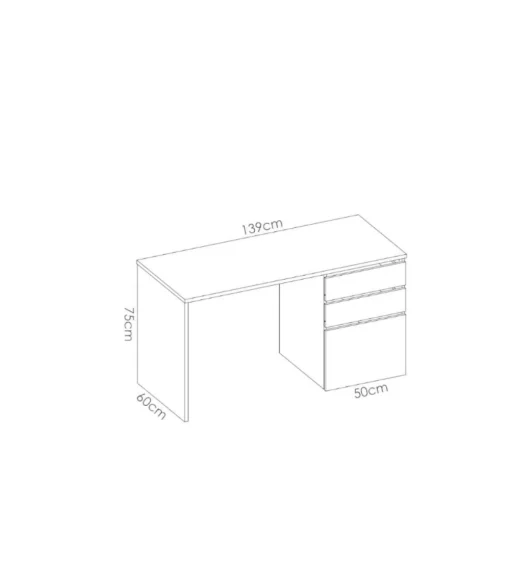 Mesa de despacho 2 cajones 1 puerta Santiago acabado blanco 75 cm(alto)139 cm(ancho)60 cm(fondo)