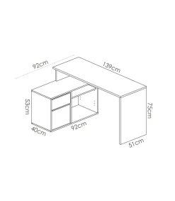Mesa de despacho Santa Elena en natural-grafito 75 cm(alto)139 cm(ancho)50 cm(fondo)