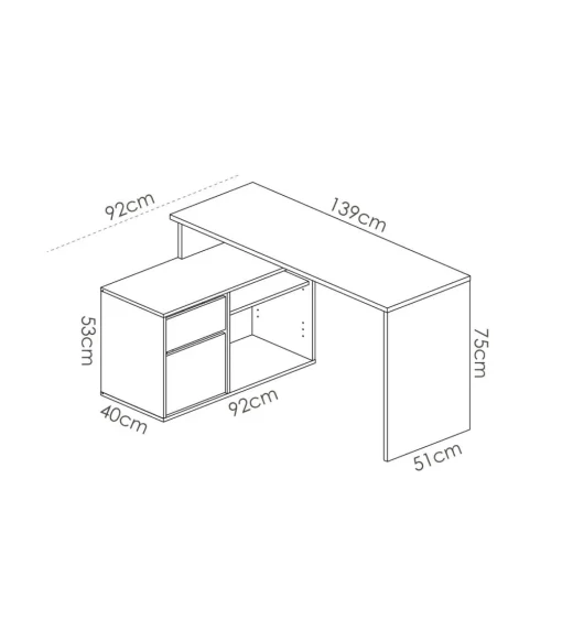 Mesa de despacho Santa Elena en natural-grafito 75 cm(alto)139 cm(ancho)50 cm(fondo)