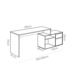 Mesa de despacho Santa Elena en natural-grafito 75 cm(alto)139 cm(ancho)50 cm(fondo)
