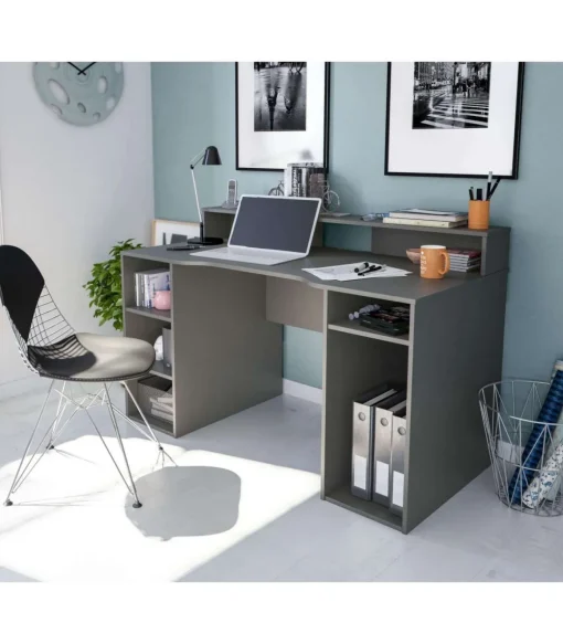 Mesa de ordenador color antracita Gamer gris 88 cm (alto) x 136 cm (ancho) x 67 cm (prof.)